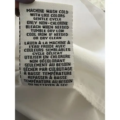 Magaschoni Tunic Top Poplin Blouse Collared Split Neck Popover White Size Medium