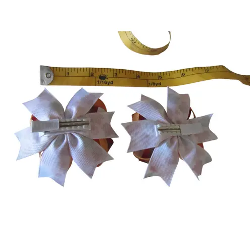 Fall Leaf Hair Ribbon For Girls 4" Boutique Bow Hair Bows Set Of 2