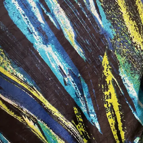 Laura Ashley Diagonal Striped Abstract Blue Green Top Boatneck Small Art