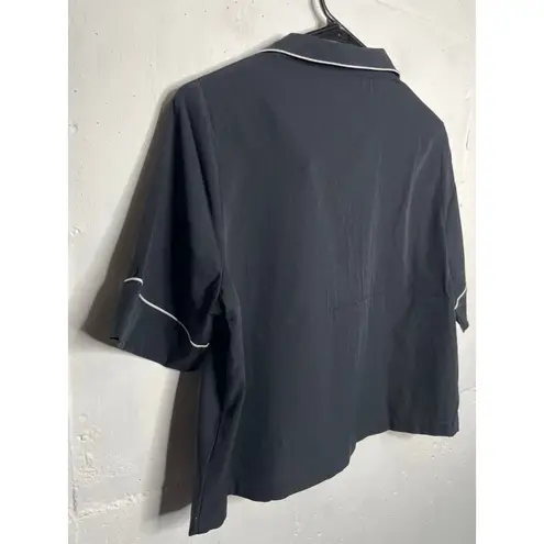 Jason Wu NEW  Pajama Top Womens Medium Black Satin Sleep Button Front Medium