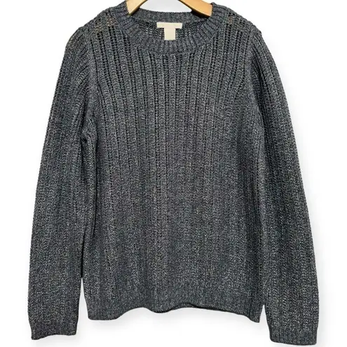 Design History Women’s Size S Grey Marled Cotton Blend Knit Crewneck Sweater