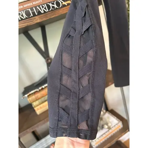 Alo Chevron Capri Semi Sheer Legging Black Womens Size XS