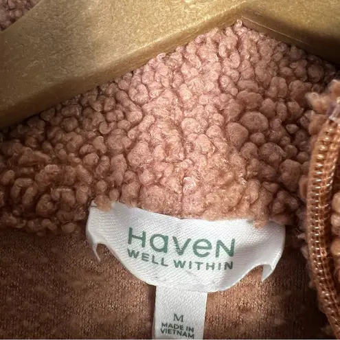 Haven Well Within Sherpa Fleece Quarter Zip Pullover Womens M Brown Cozy Soft Size M