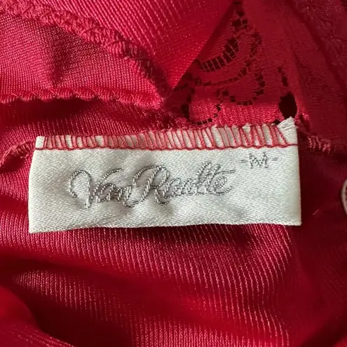 Van Raalte Vintage Full Length Swing Gown Red Lace Sz Medium Glamorous Sexy