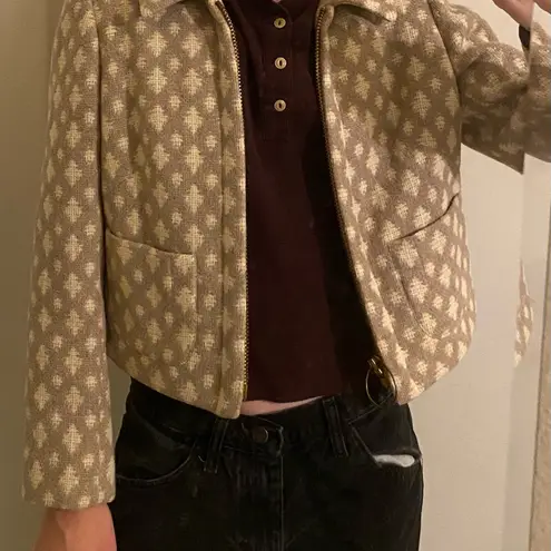 Saks 5th Avenue Vintage Wool Beige Patterned Women's Jacket