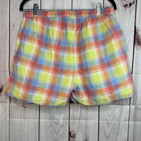 Johnny Was Delacey Plaid Paperbag Shorts.