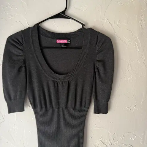 Say What? Say What? Vintage Y2k Dark Gray Puff Sleeve Knit Sweater Top XS Going Out Office