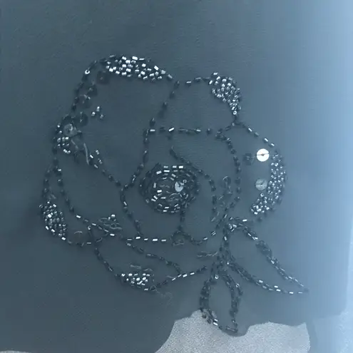 Robbie Bee NWT 12 Little Black Dress Women's Embroidered Floral Elegant Evening