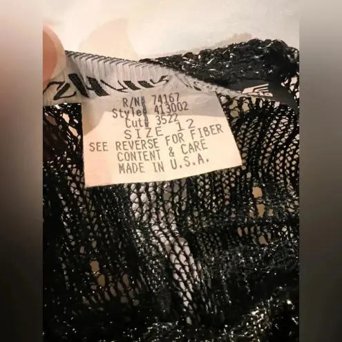 90s Black Silver Cropped Fringe Top Size 12