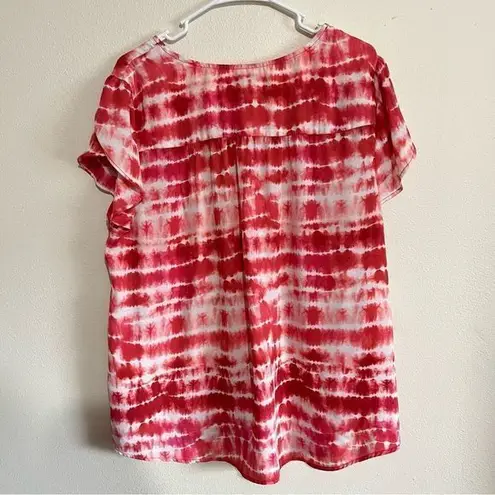 Torrid  Rusty Red Tulip Sleeve‎ Georgette Tie Dye Top 2X
