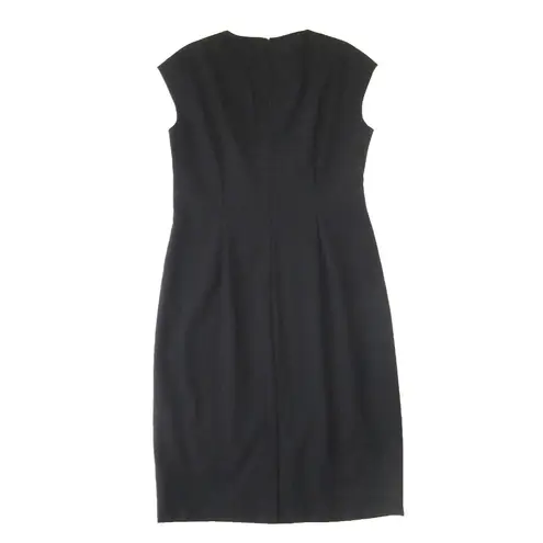 NWT Lafayette 148 Spark Sheath in Black Cap Sleeve Wool Blend Dress 8