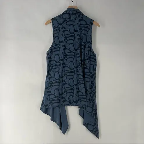 Wild Coast Blue Stretch Knit Open Front Sleeveless Draped Cardigan Shark Bite Size L