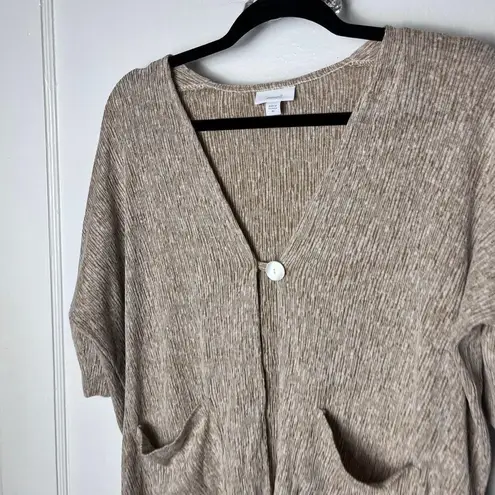 J. Jill Oversized Short Sleeve Slouchy Brown Linen Blend Cardigan Sweater XS