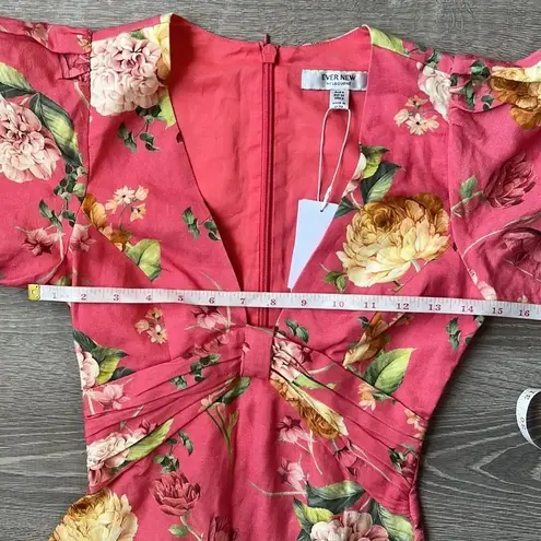 NEW EVER NEW LINEN BLEND Cartier Linen Midi Dress Pink Size 0