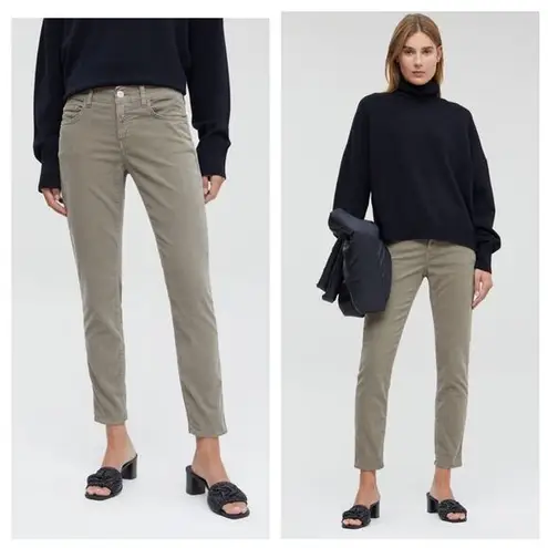 Closed Baker 1920 Corduroy Pants Size 24 Muddy Beige Slim Fit Straight Cropped Green