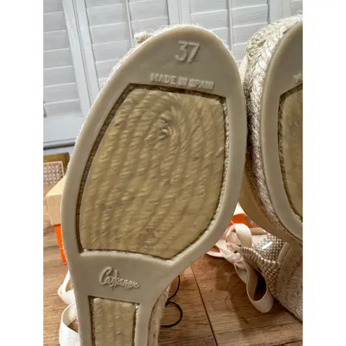 Castaner Carina Espadrille Wedge Sand Organic Cotton Sz 6.5 US 37 EU NIB Lace