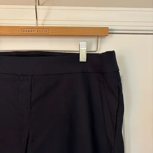 Counterparts Navy Cropped Button Hem Pull On Stretch Capri Pants Work Office L