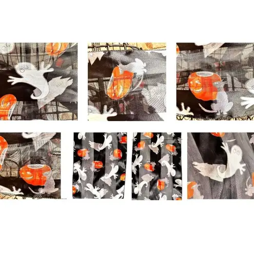 Halloween Scarf Black Gray Cat Ghosts Jack O Lantern Festive Spooky Deco…