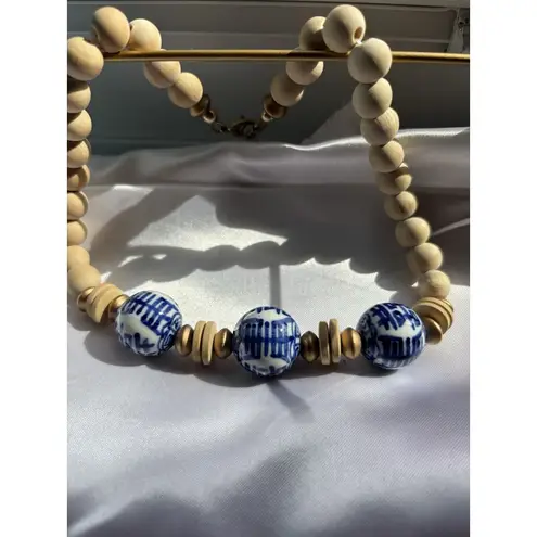 Hazel Chinoiserie & Painted Wood Necklace in Ivory
