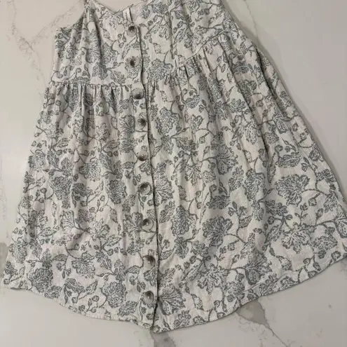 Gentle Fawn Floral Linen Blend ButtonDown Mini Babydoll Dress Womens Small Cream