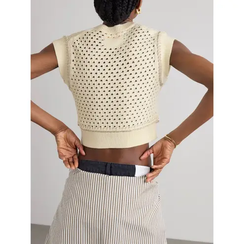Guest In Residence Mesh Crop Vest in Cream Small New Womens Knit Tank Top