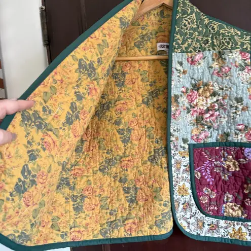 JESS MEANY | Quilted Vest | Floral Patchwork High Neck Boxy Vest Medium / Large Blue