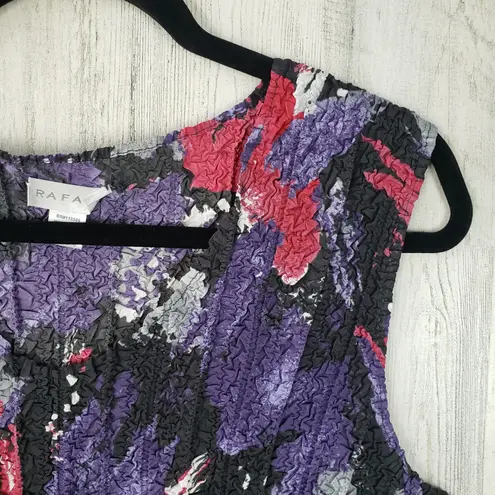 Rafael Sleeveless Scrunched Crinkle Abstract Print Top Women’s Size Medium Red
