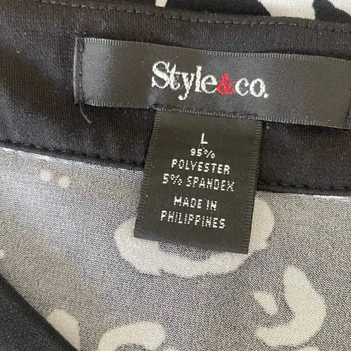 Style & Co  Women Shift Dress‎ L Floral Flare Sleeve Stretch Comfort Cottage Boho