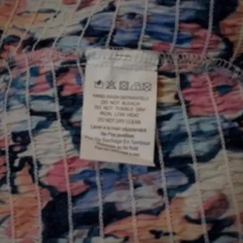 Aura My Hope Haven Navy Floral Print Puff Sleeve Cotton Crop Top Shirt Blouse