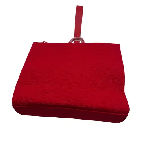 Giorgio Armani Red Beauty Zipper Wristlet Cosmetic Bag Clutch Textured Zip Top