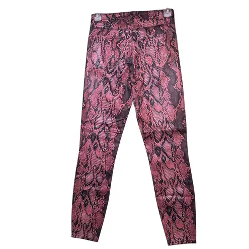 L'Agence Pants Womens 25 Pink Snake Print Margot Skinny High Rise Garnet Aurora