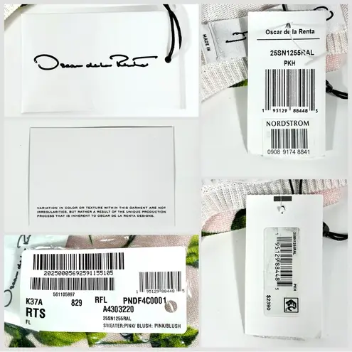 Oscar de la Renta English Rose Print Cardigan Pink Blush Small NWT Floral