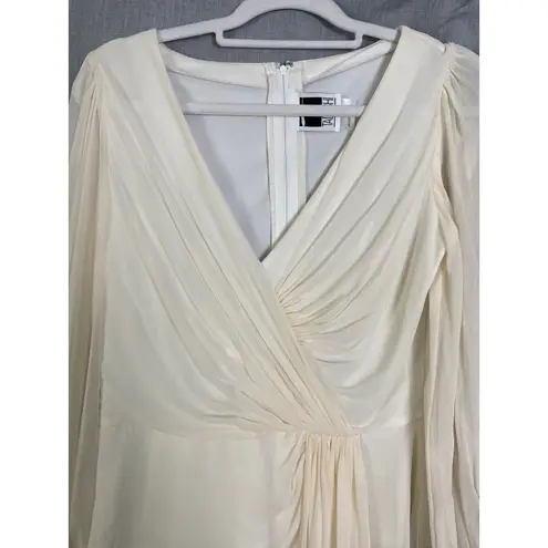 Tadashi Shoji Vintage Tadashi 100% Silk Ivory Draped Wrap Blouse Sheer Chiffon Sleeves S 10