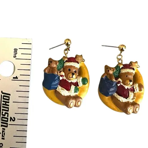 Vintage Christmas Teddy Bear Earrings
