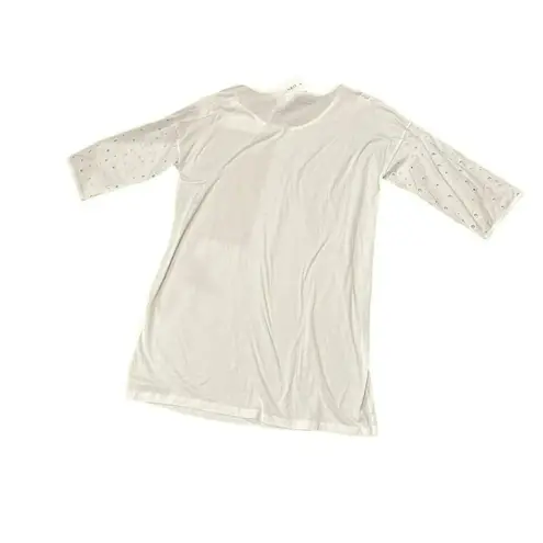 Hanro White Nightshirt Medium Eyelet 3/4 Sleeves Cotton Nightgown Womens NWT