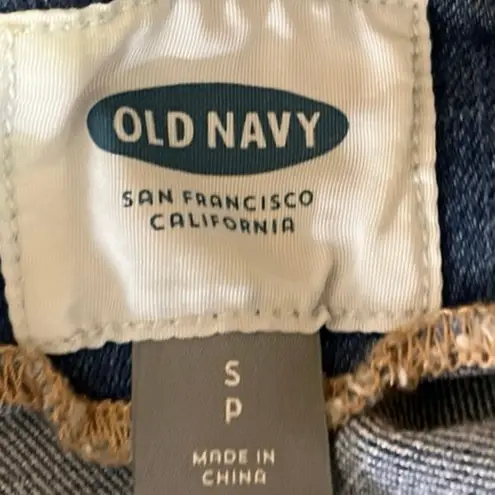 Old Navy  Blue Medium Wash Cuffed Stretch Denim Bib Romper Shorts Overalls Size S