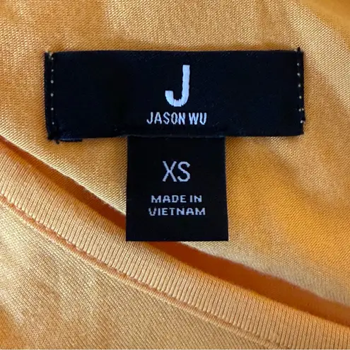 Jason Wu J Solid Knit Ruffle Midi Dress Golden Yellow XS Stretch Autumn Tiered