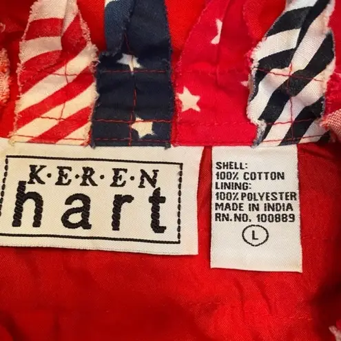 Vintage Keren Hart Red White Blue Jacket perfect for July 4th celebration Size L