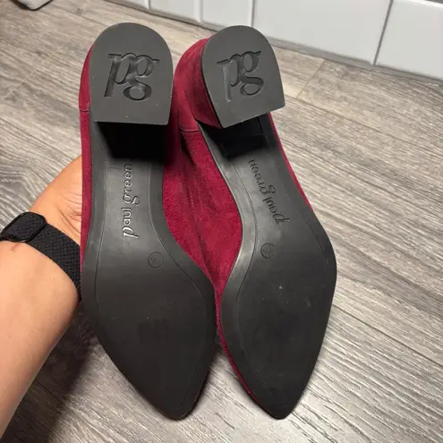 Paul Green Burgundy Suede Tammy Pointed Toe Block Heel Pumps Dress Size 7.5