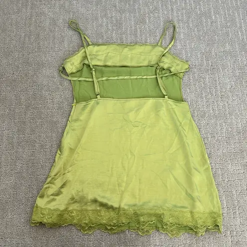 Beginning Boutique NWT NEW  “Stella Lace Trim Dress Green” lime satiny mini