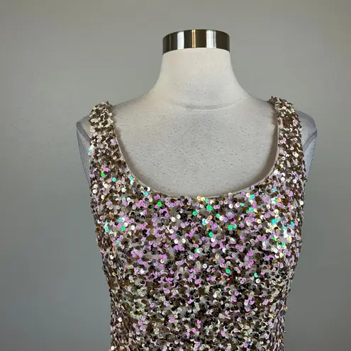 Alex Evenings Sequined Column Evening Gown Size 4 Pink and Gold Formal Dress