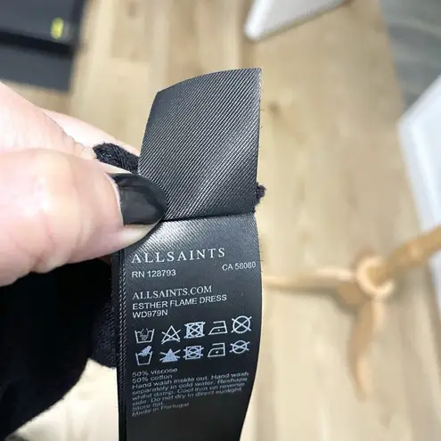 AllSaints Cold Shoulder Knit Sweater Mini Dress Long Sleeve Black size Large