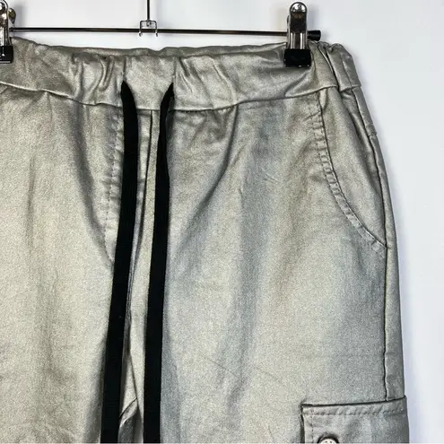 Brand Bazar Silver Shimmer Cargo Straight Leg Pants M Gray Size M