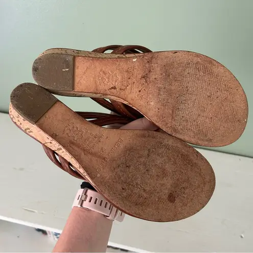 Bernardo  Miami Brown Leather Strappy Knotted Sandals with Mini Heel