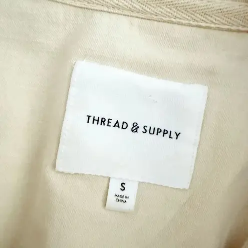 THREAD & SUPPLY | Ivory Ecru Corduroy Shacket Shirt Jacket Button Raw | Small