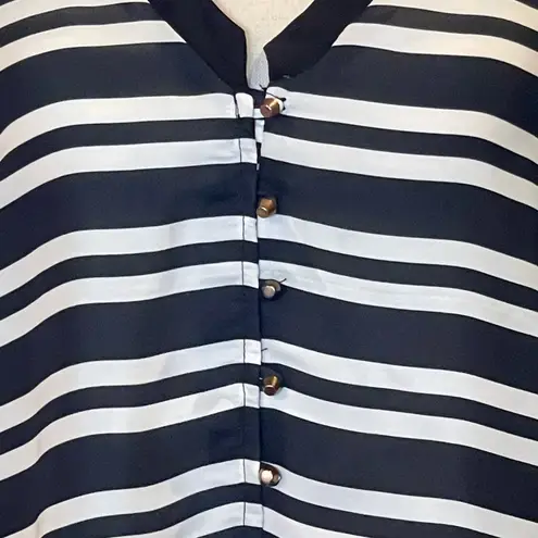 ZARA ‎ Basic Black And White Striped Long Sleeve Button Front Blouse Size S