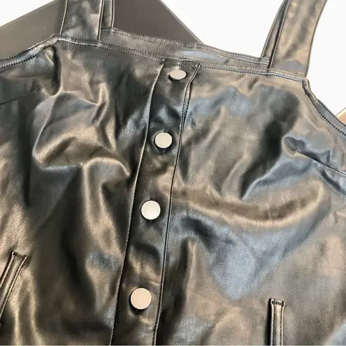 Tinseltown NWT Faux Leather Skirtalls Dress Black Wet Look Overalls Jumper Retro