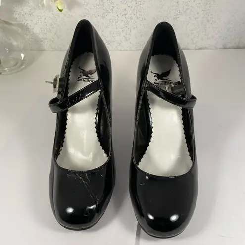 Shiekh  Black Shinny Heels with Strap - Size 9