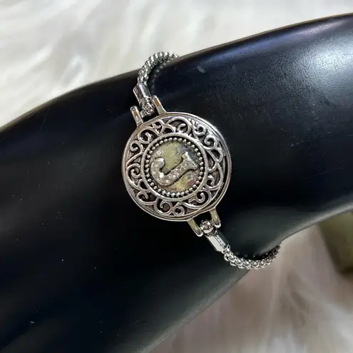 Monogram J snap button adjustable bracelet Silver
