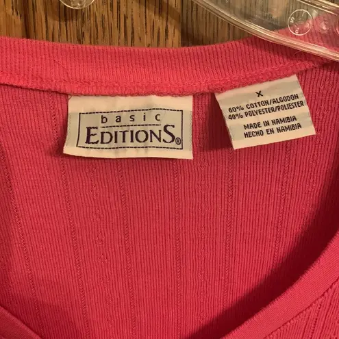 basic editions pink knit shirt sleeve top plus size X 1X